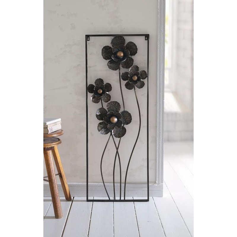 Ophelia & Co. Metal Flower Blossoms Open Framed Vertical Wall Décor